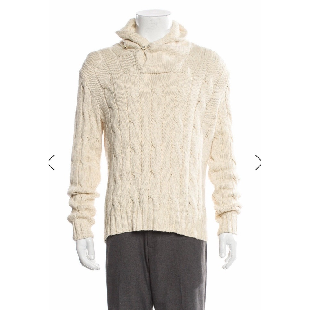 Vintage Polo Ralph Lauren Turtleneck Linen Cotton Silk Men's XL, Cable Knit